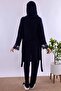 Effortt Maternity Pajama Set with Hijab and Comfortable Cut Dressing Gown - Navy Blue - 4