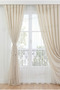 Cream-colored, pom-pom and tasseled 100% cotton Buldan linen curtain - Single panel - (Width x Height) - 4