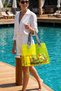 R&M Promotional Waterproof Transparent Pvc Women's Beach and Shoulder Bag - Yellow Color Optional Handle - 3