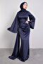 Jasmine Satin Evening Dress Navy Blue - 4