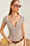 Women's Thick Ribbed Bitter Coffee Snap Camisole Blouse BLZ-19000171