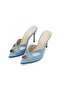 Serena Blue Color Genuine Leather Women's Heeled Slippers - 7