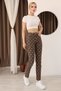 Women's Brown White Polka Dot High Waist Lycra Boyfit Cropped Leg Jean Trousers - 2