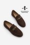 Women's Loafer Moccasin Buckle Stoned Classic Casual Shoes Savira Brown Suede
