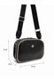 Women's Black-Beige Multi-Compartment Cross Shoulder Bag with Adjustable Strap Daily Use Zipper Bag - 4
