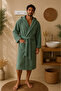 New Nature Cotton Hooded Pocketed Plus Size Bathrobe - 2