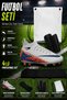 Rekor Sport Astroturf Football Shoe Set with Unisex Socks, Shin Guard, Training Bag, 4-Piece Advantage Ice Gray - 2
