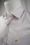Orange Striped White Long Sleeve Cotton Pocketless Regular Fit Premium Men's Shirt - 4