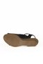 Black Leather Women's Wedge Heeled Sandals 01We4000 - 5