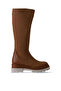 Tan Leather Women's Flat Boots 01Wv2906