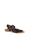 Black Leather Women's Sandals 01Wu7600 - 2