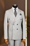 Exclusive striped double-breasted suit - light grey