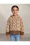 Girls Beige Faux Fur Zip-Front Jacket