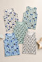 Boy's 95% Cotton Navy Blue Dinosaur Pattern 5-Piece Undershirt - 7