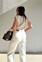 Striped Crop Blouse with Accessories Brown