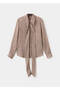 Bow Tie Collar Striped Blouse - 3