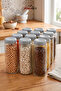 Set of 12 1500 ml Glass Storage Containers with Anthracite Lids – Airtight, Kitchen Organization Storage Container