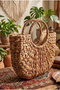 Moss - Water Hyacinth Natural Hand Knitted Lined Straw Bag Small - 6