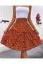 Women S Stylish Floral Print High Waist Skirt - A-Line, Knee Length, Spring/Summer Fashion - 5