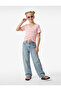 V-Neck Short Sleeve Cotton T-Shirt with Drawstring Detail - 2