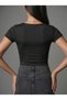 Women's Square Neck Short Sleeve Snap Fastener Body Slim Fit Tight Fit Lycra Bodysuit - 5
