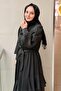 Floral Detailed Collar and Waist Drawstring Belted Evening Dress - 3