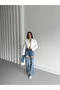 Women's Windowed Jeans Loose Ice Blue Denim Trousers - 4