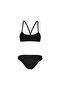 Women's Bikini Bandeau Solid Black-White - 8