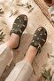 Lynda Front-Closed Women's Slippers with Trok and Buckle Details Green