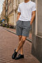 Men's Regular Lace-Up Casual Smoked Basic Shorts - 3