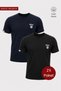 Bass Set of 2 Navy Blue & Black Crew Neck Printed 100% Cotton Standard Fit Men's T-Shirts