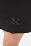 Women's Large Size V-Neck Lycra Viscose Fabric Lace Satin Look Model Strap Nightgown Black - 8