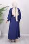 Belt Detailed Skirt Suit Indigo 19287 - 4