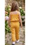 Girl's Poplin Button Detailed Strappy Crop Top and Pants Summer Set - 3