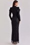 Exclusive Hijab Evening Dress with Pearl and Sequin Pattern Black 1090 - 5