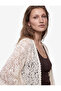 Semi-Sheer V-Neck Short-Sleeved Floral Textured Lace Cardigan - 3