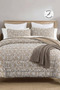 Perla Embroidered Bedspread Set Double Size Cotton Fiber Filling Soft 3 Pieces Daily Beige