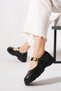 Jesica Women's Ballerina Shoes with Scarf and Money Buckle, Black Wrinkled - 2