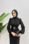 Seçil Glittery Hijab Evening Dress Black - 3