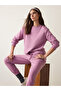 Lilac Mid-Waist Tie Detailed Jogger Sweatpants - 6