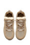 Women's Beige Lace-Up Thick Sole Furry Suede Leather Teddy Sneaker 25Wfd492010 - 5