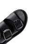 Women's Black Double Buckle Genuine Leather Comfort Sandals 25Sfd300018 - 7