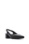 Women's Black Open Back Thick Short Heeled Leather Shoes 26Pfd140618 - 7