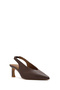 Women's Brown Open Back Elastic Short Heeled Leather Shoes 26Pfd130418 - 8