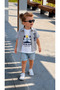 Denim Shorts Gray Muslin Shirt White Printed Tshirt Boy Baby Summer 3-Piece Set 6-24 Months - 3