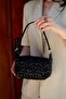 Black Matte Bag with Star Embroidery Detail - 5