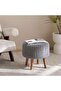 Vivian Cable Knit Foot Stool 40x40 Cm -grey
