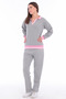 Women's Cotton V-Neck Stripe Detailed Tracksuit Set Gray Melange -8537 - 7