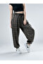 Green Plaid Pleated Women's Jogger Pants Coc3065 - 2
