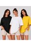 Set of 3 Oversize 100% Organic Cotton Round Neck Loose Fit T-Shirts
